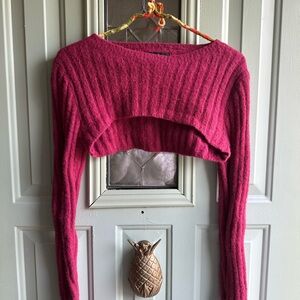 Lulu's Fuchsia Knit Cropped Sweater